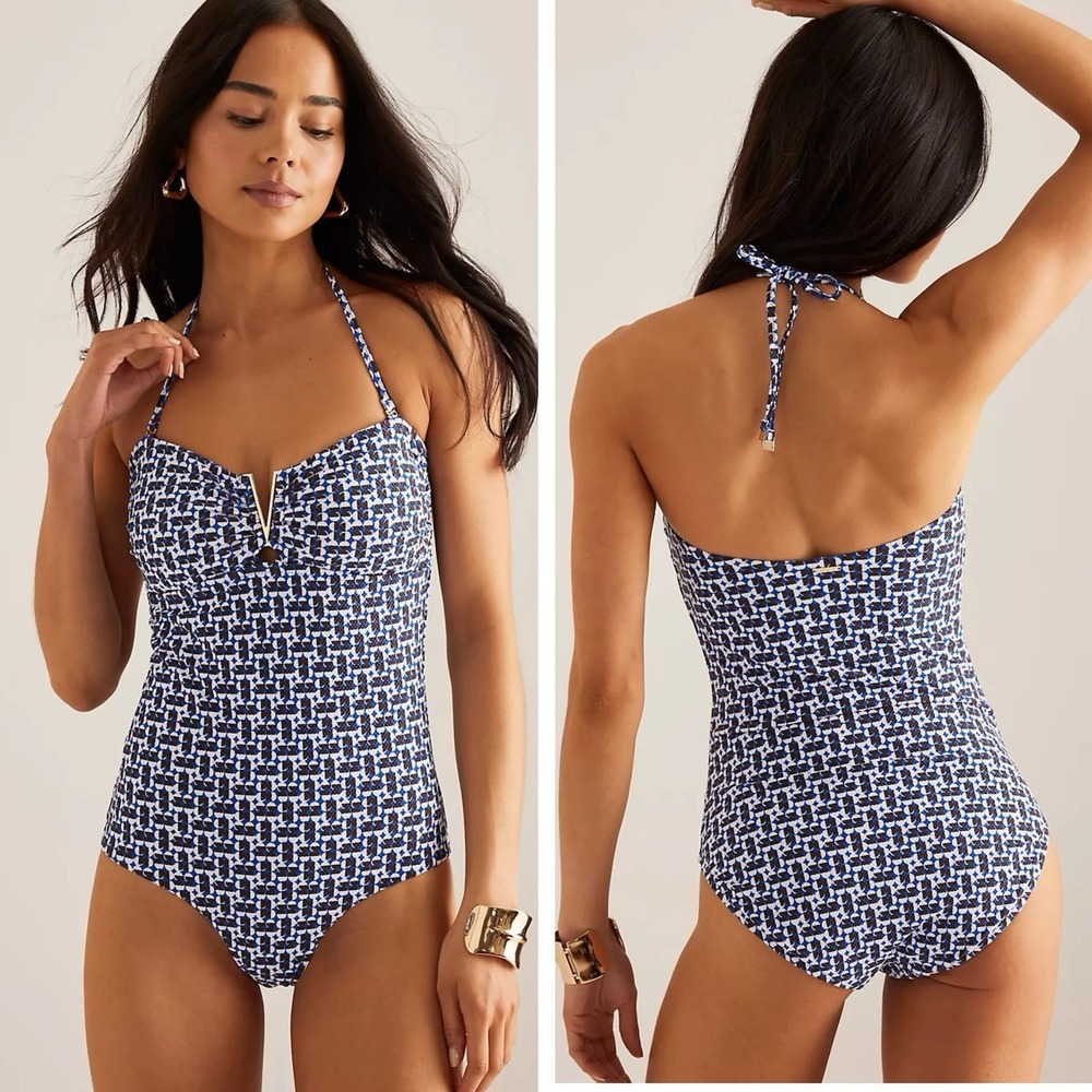 Sea Level Australia Coast V Bar Bandeau One-Piece Swimsuit Blue Womens Size US 8